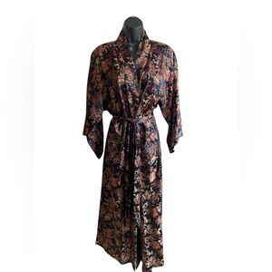 70’s NWT Oriental Robe Smoking Jacket Burgundy Kimono Vibes. One Size